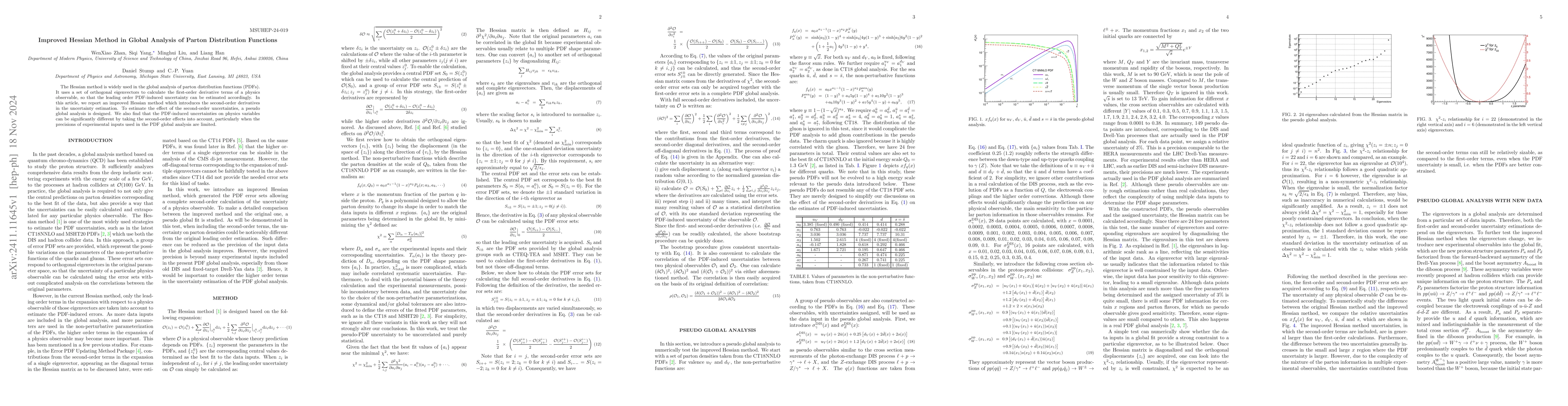 Thumbnail for Improved Hessian Method in Global Analysis of Parton Distribution
  Functions
