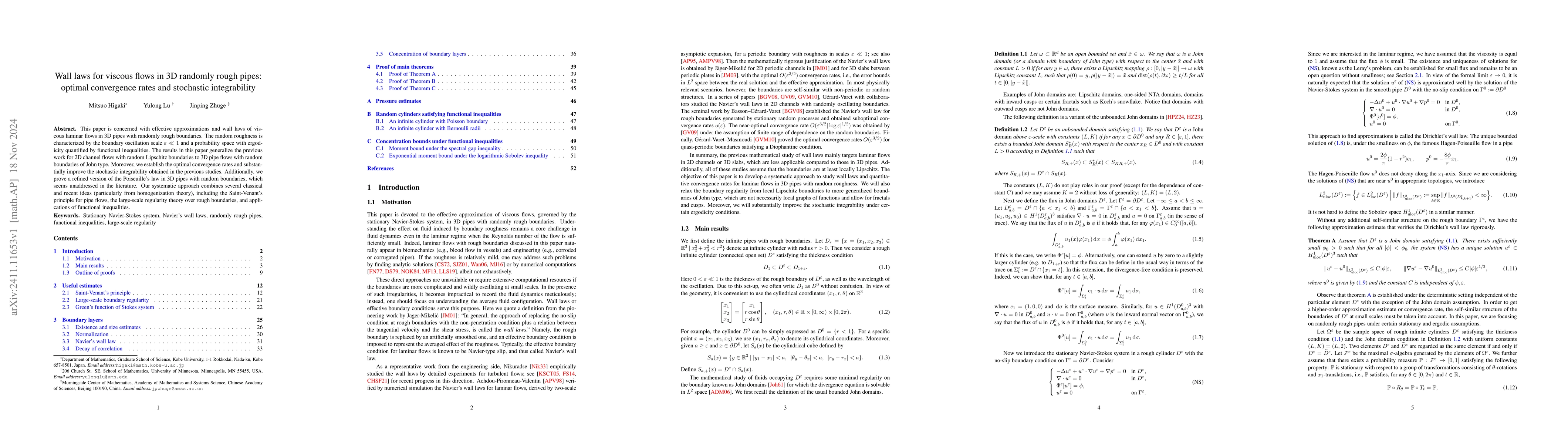 Thumbnail for Wall laws for viscous flows in 3D randomly rough pipes: optimal
  convergence rates and stochastic integrability