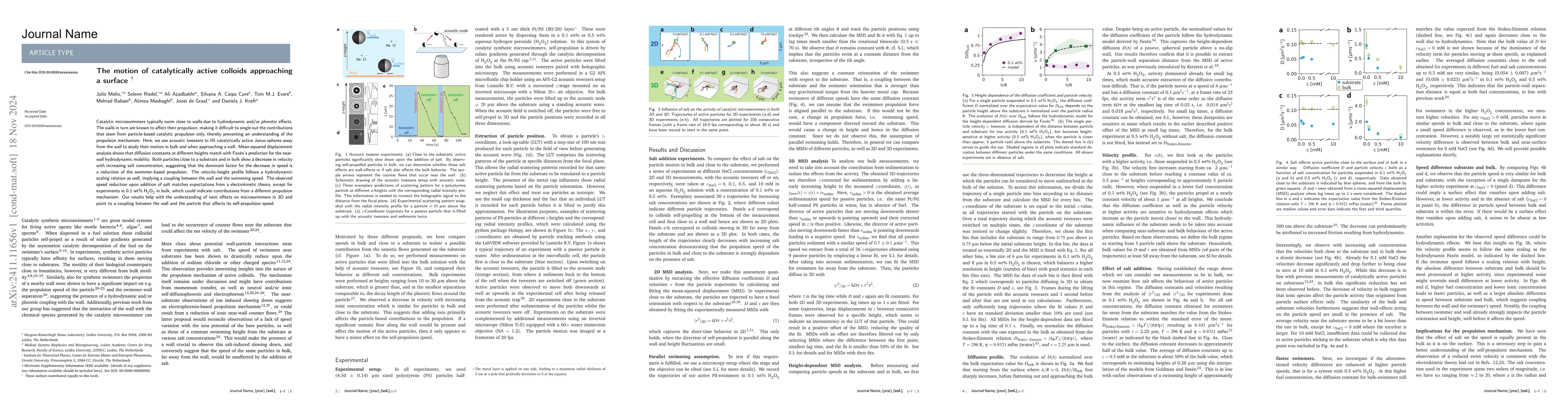 Thumbnail for The motion of catalytically active colloids approaching a surface