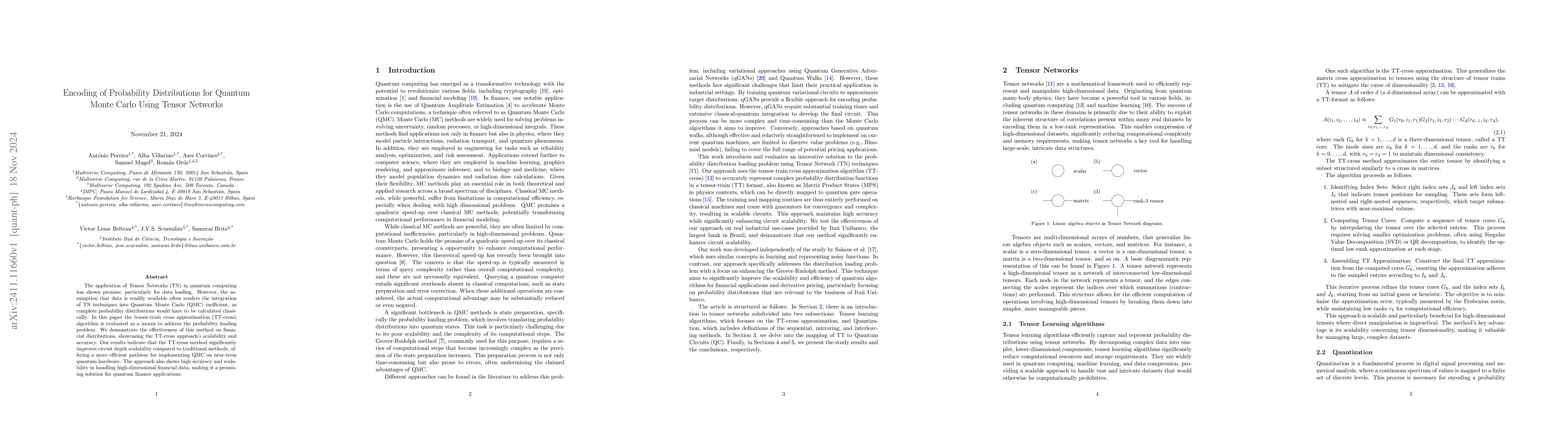 Thumbnail for Encoding of Probability Distributions for Quantum Monte Carlo Using
  Tensor Networks