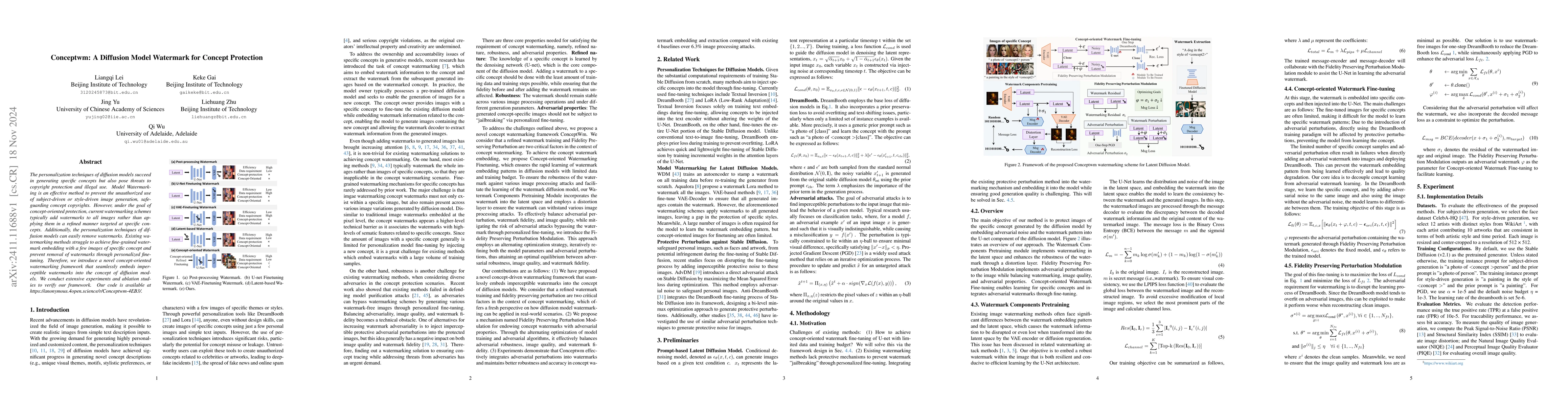 Thumbnail for Conceptwm: A Diffusion Model Watermark for Concept Protection