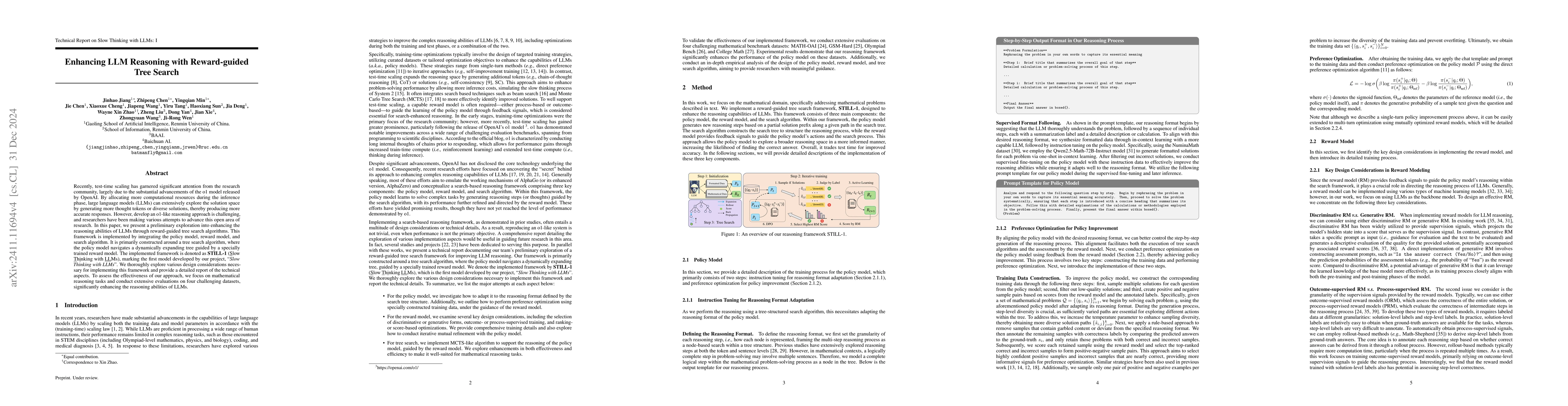 Thumbnail for Technical Report: Enhancing LLM Reasoning with Reward-guided Tree Search