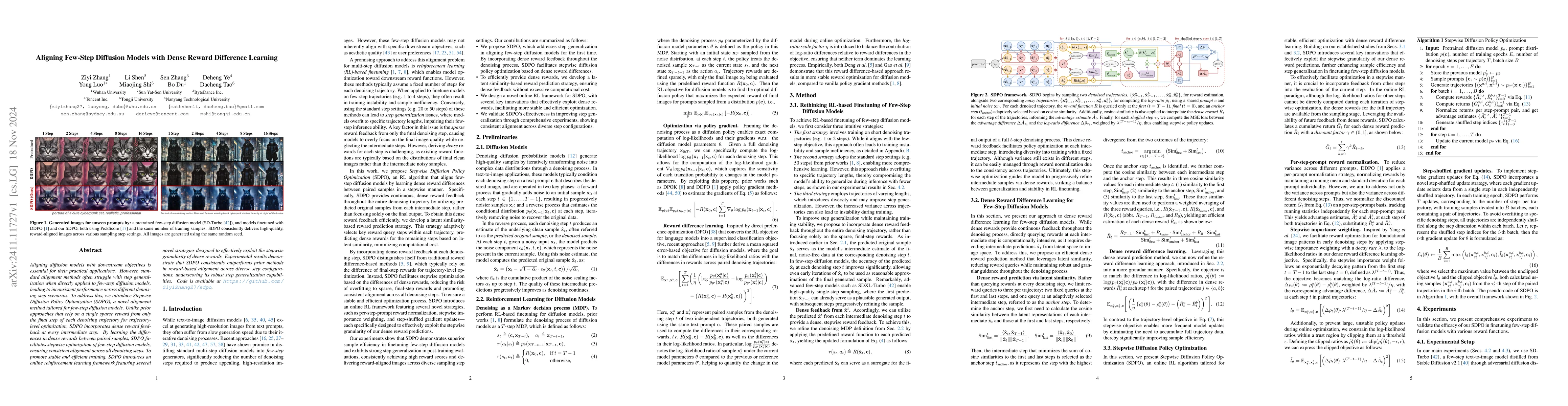 Thumbnail for Aligning Few-Step Diffusion Models with Dense Reward Difference Learning