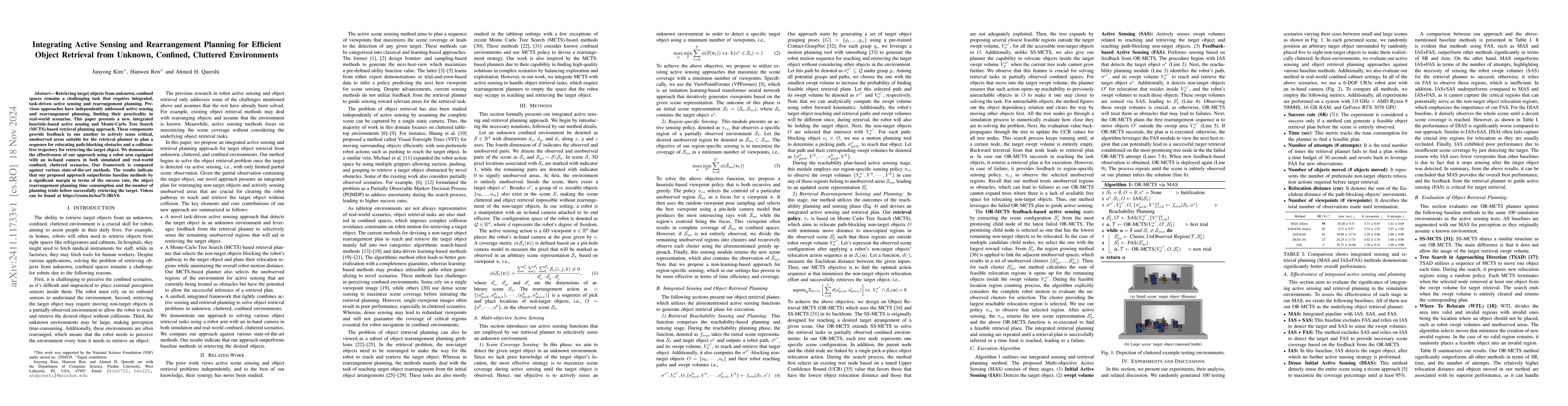 Thumbnail for Integrating Active Sensing and Rearrangement Planning for Efficient
  Object Retrieval from Unknown, Confined, Cluttered Environments