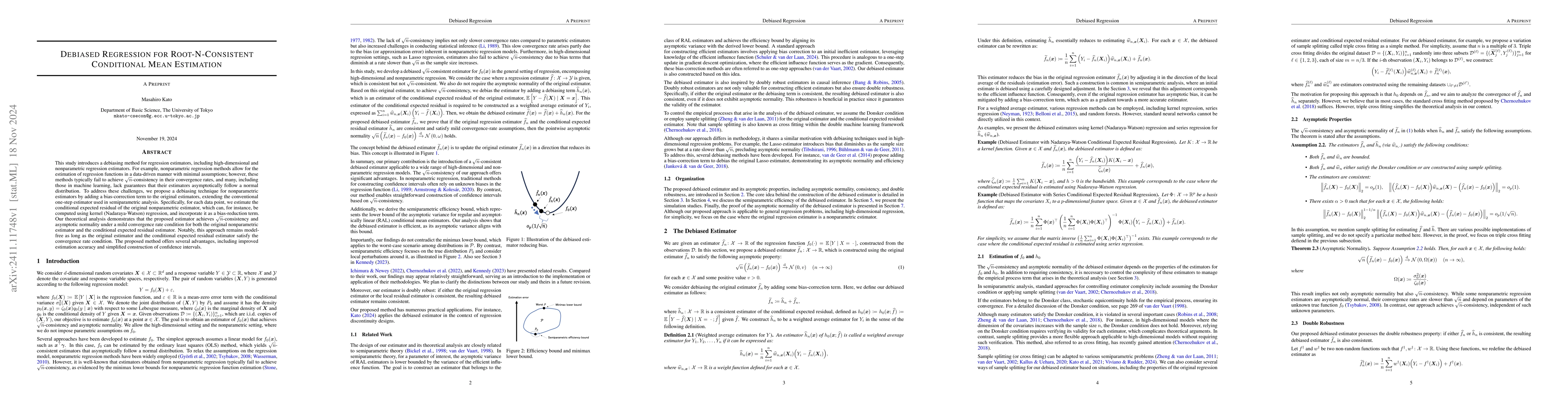 Thumbnail for Debiased Regression for Root-N-Consistent Conditional Mean Estimation