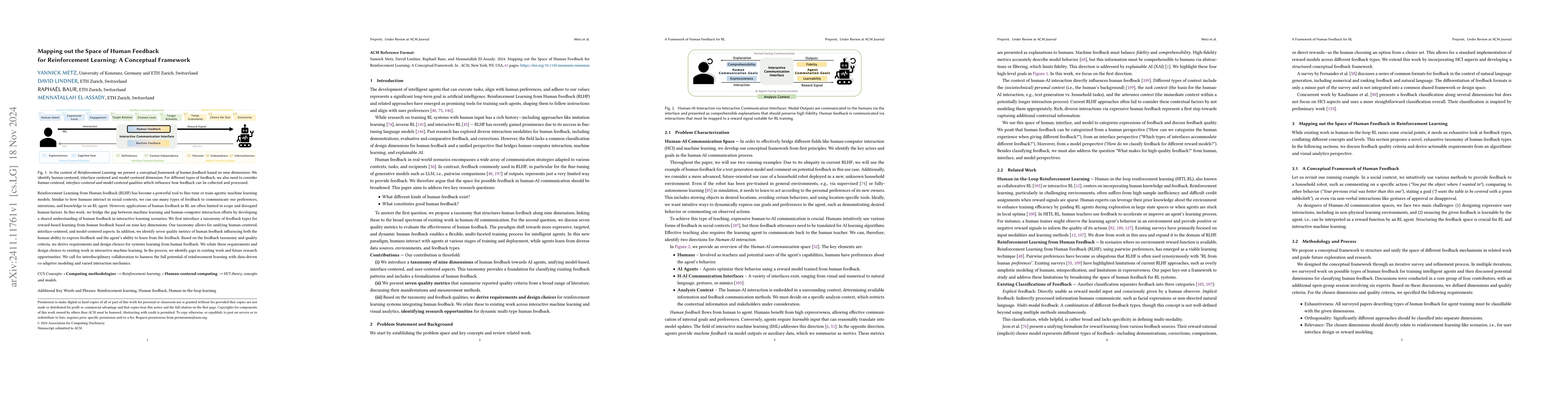 Thumbnail for Mapping out the Space of Human Feedback for Reinforcement Learning: A
  Conceptual Framework