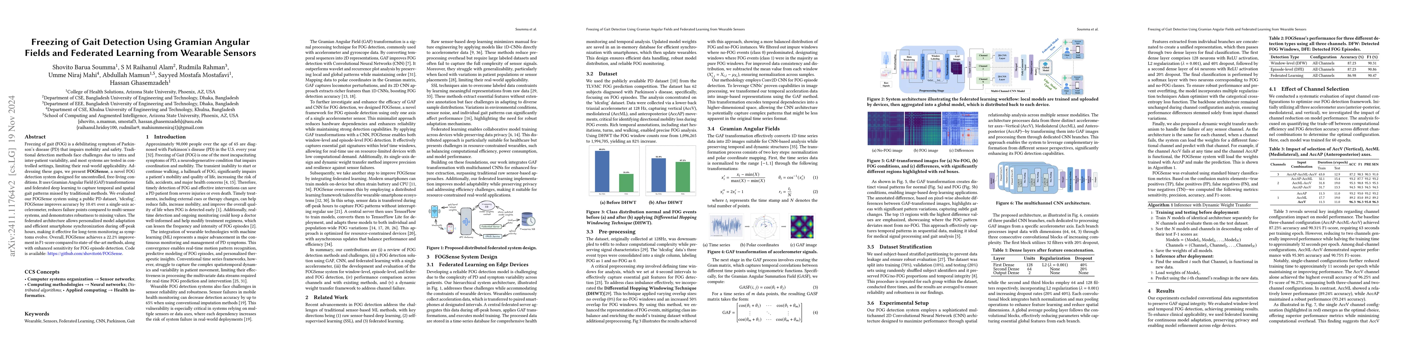 Thumbnail for Freezing of Gait Detection Using Gramian Angular Fields and Federated
  Learning from Wearable Sensors