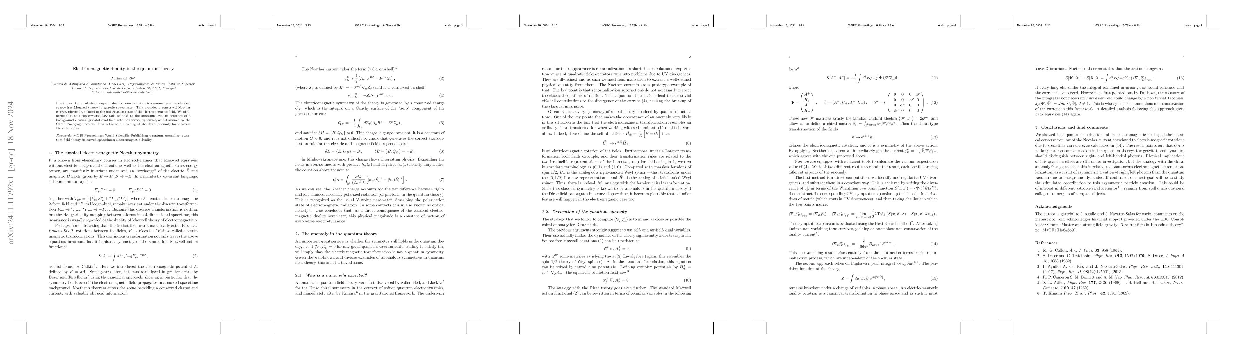 Thumbnail for Electric-magnetic duality in the quantum theory