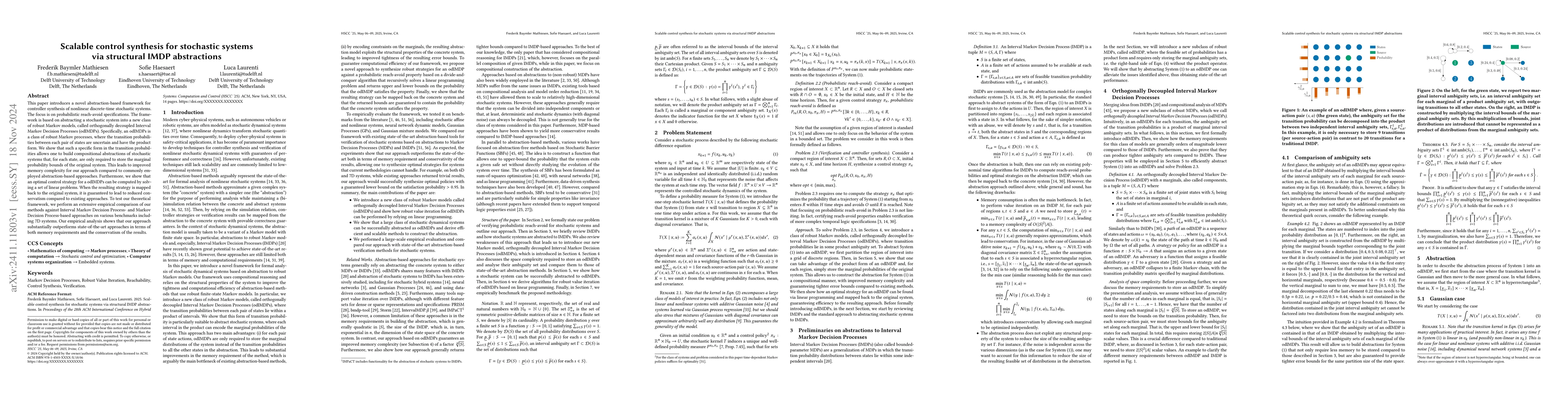 Thumbnail for Scalable control synthesis for stochastic systems via structural IMDP
  abstractions