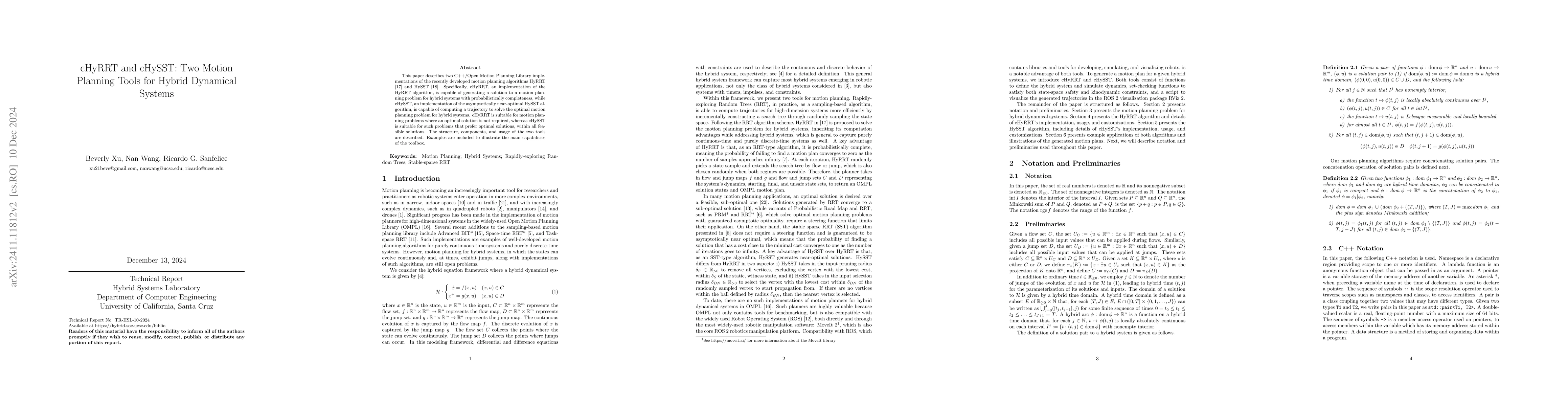 Thumbnail for cHyRRT and cHySST: Two Motion Planning Tools for Hybrid Dynamical
  Systems