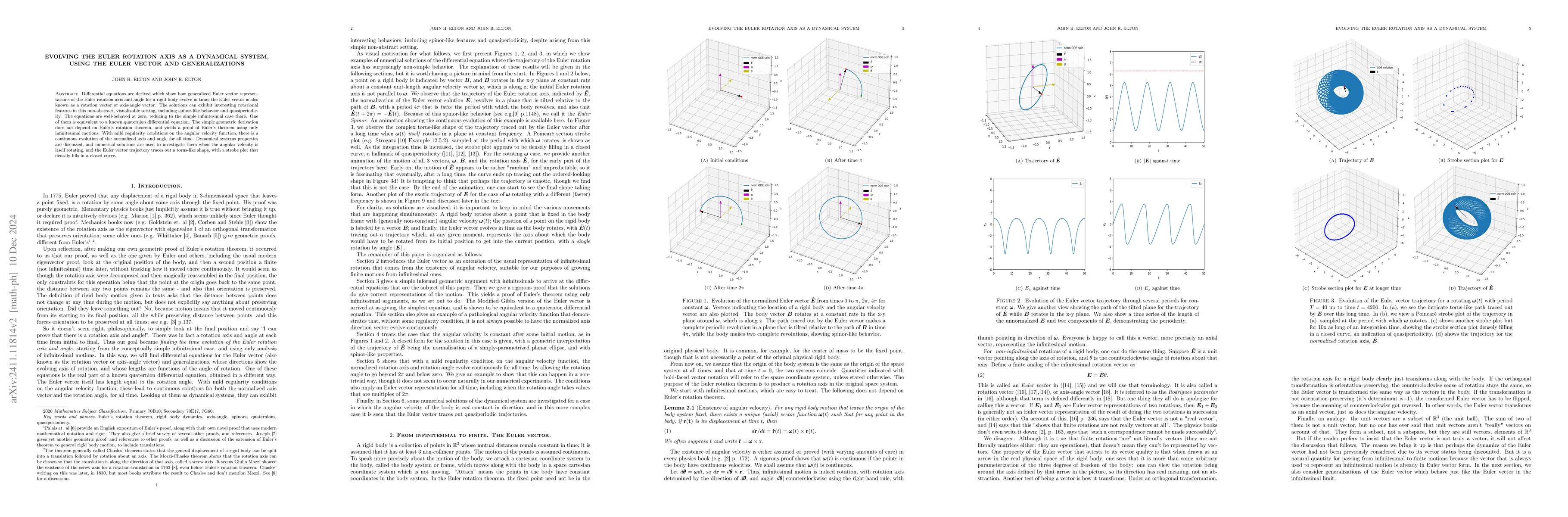Thumbnail for Evolving the Euler rotation axis as a dynamical system, using the Euler
  vector and generalizations