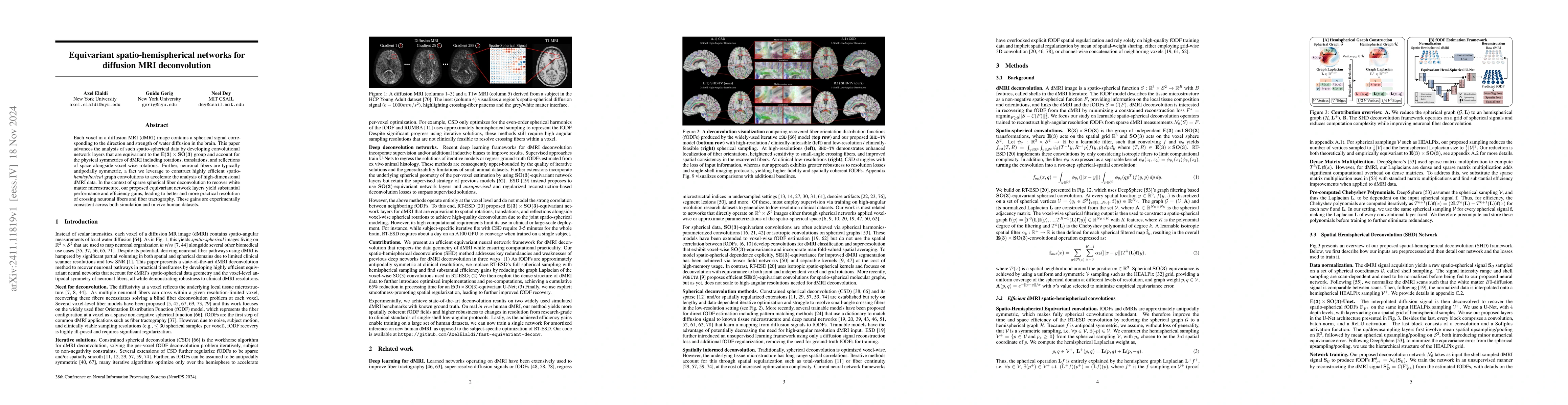 Thumbnail for Equivariant spatio-hemispherical networks for diffusion MRI
  deconvolution