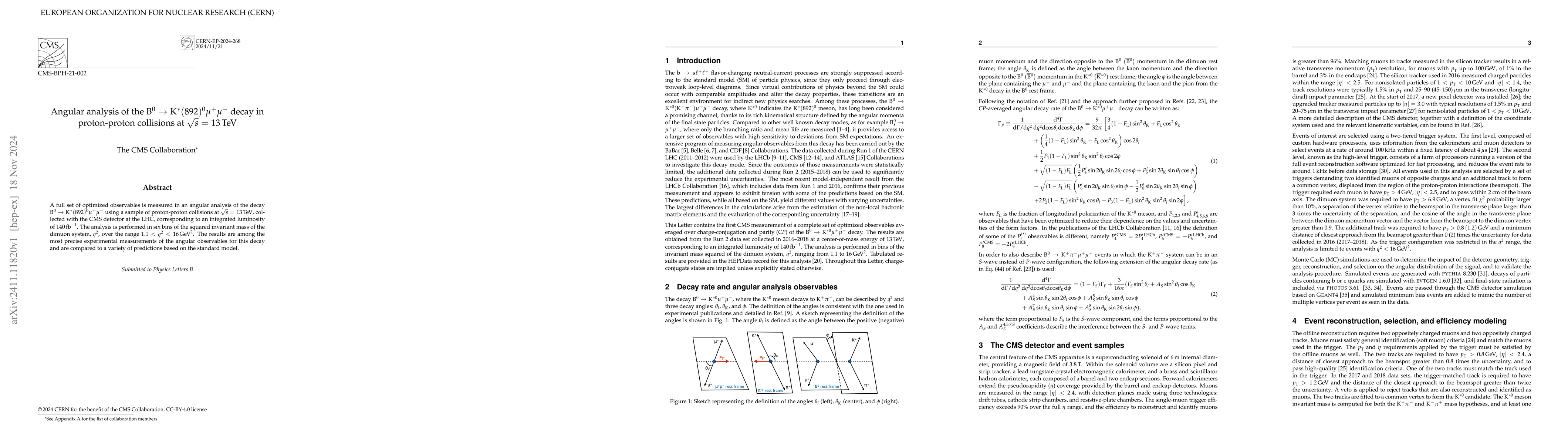 Thumbnail for Angular analysis of the B$^0$ $\to$ K$^*$(892)$^0μ^+μ^-$ decay in
  proton-proton collisions at $\sqrt{s}$ = 13 TeV