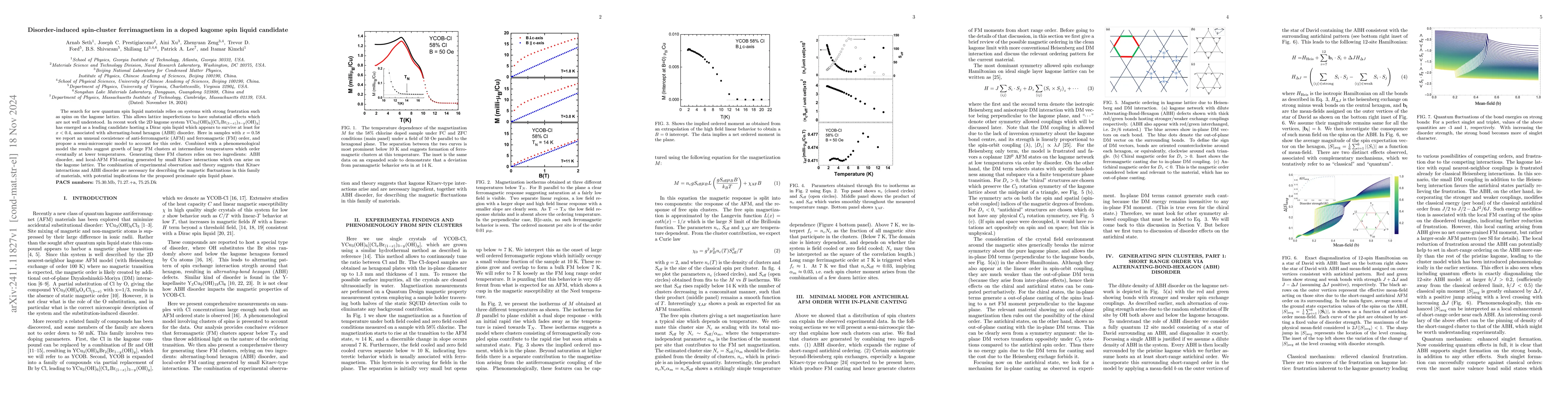 Thumbnail for Disorder-induced spin-cluster ferrimagnetism in a doped kagome spin
  liquid candidate