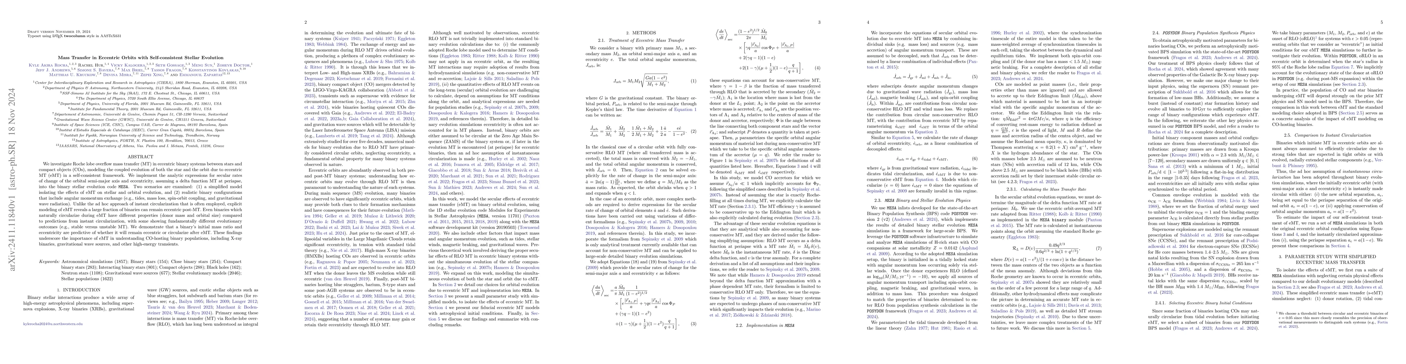 Thumbnail for Mass Transfer in Eccentric Orbits with Self-consistent Stellar Evolution