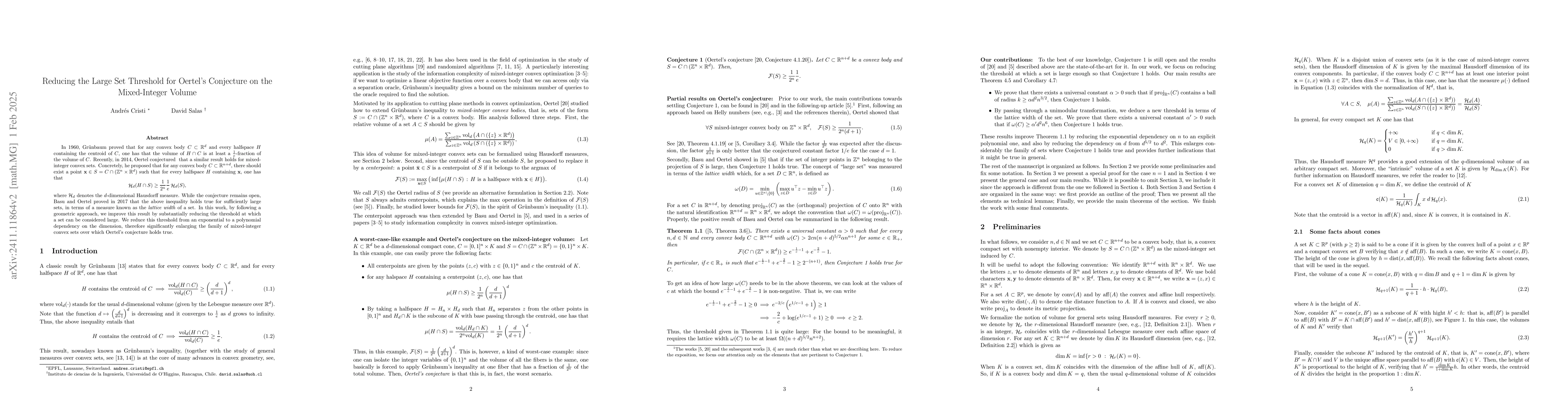Thumbnail for Reducing the Large Set Threshold for the Basu-Oertel Conjecture