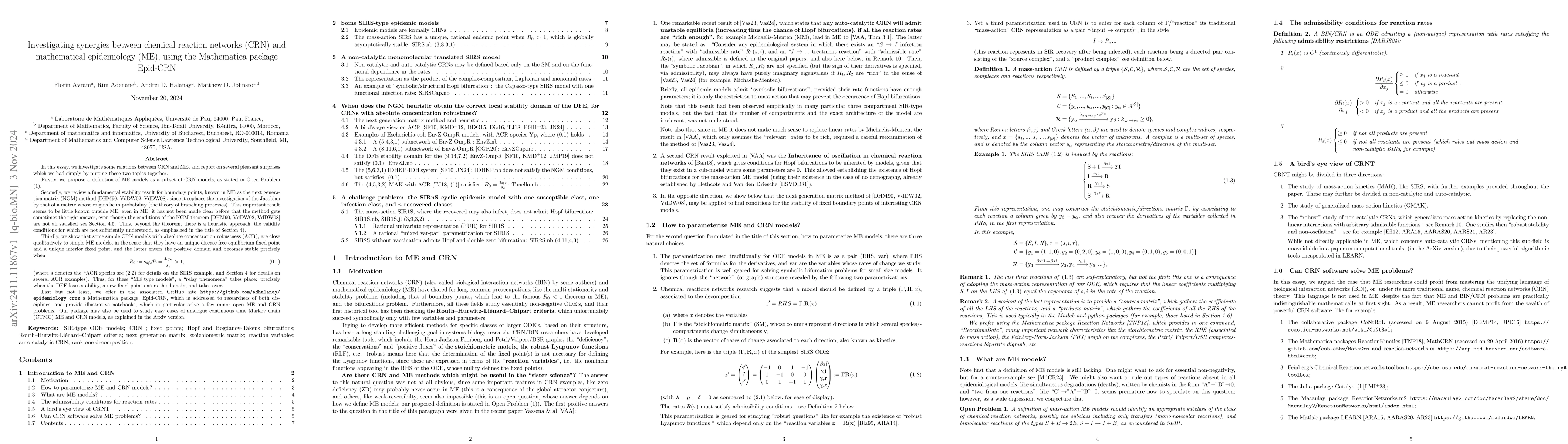 Thumbnail for Investigating synergies between chemical reaction networks (CRN) and
  mathematical epidemiology (ME), using the Mathematica package Epid-CRN