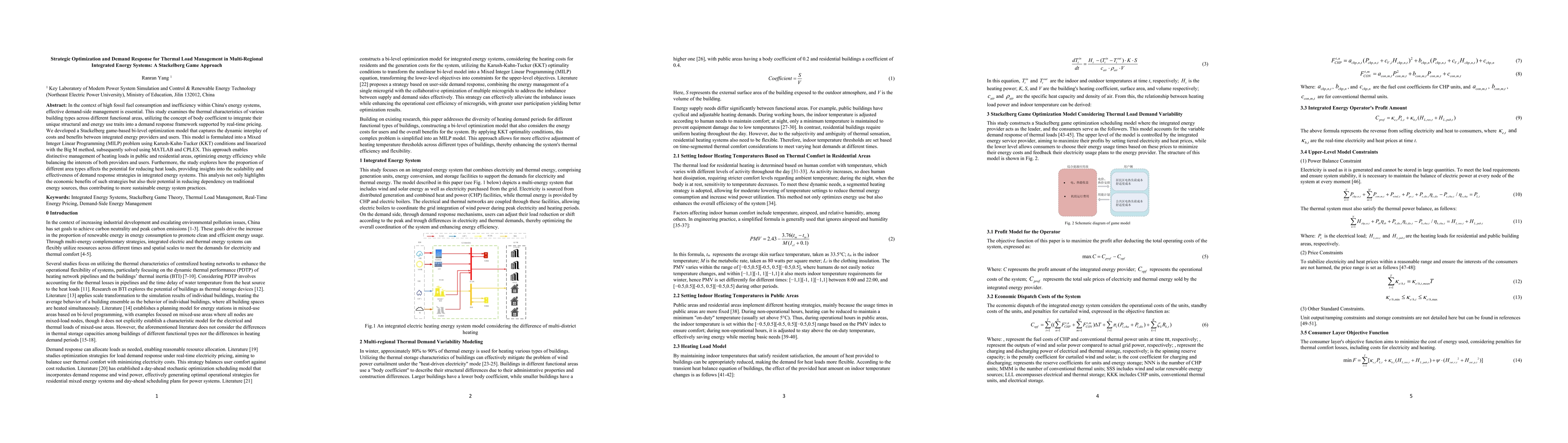 Thumbnail for Strategic Optimization and Demand Response for Thermal Load Management
  in Multi-Regional Integrated Energy Systems: A Stackelberg Game Approach