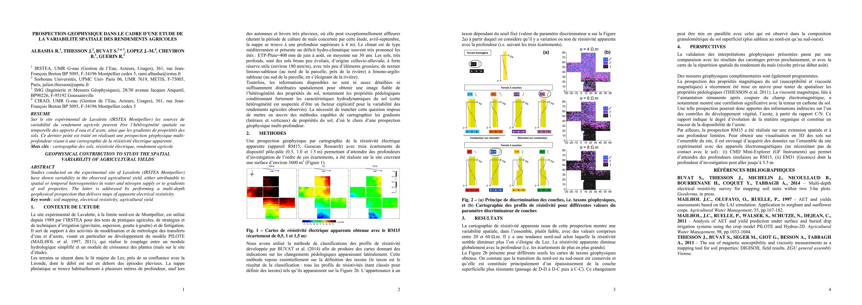Thumbnail for Geophysical contribution to study the spatial variability of
  agricultural yields