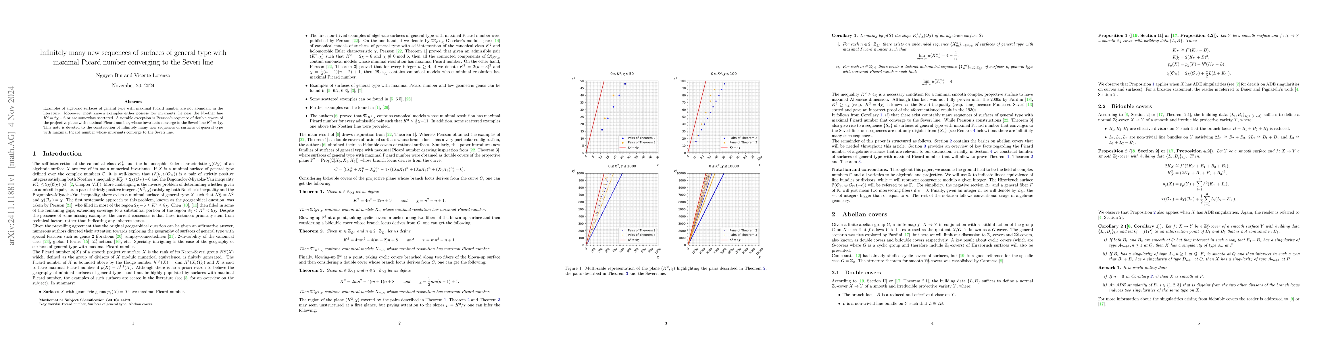 Thumbnail for Infinitely many new sequences of surfaces of general type with maximal
  Picard number converging to the Severi line