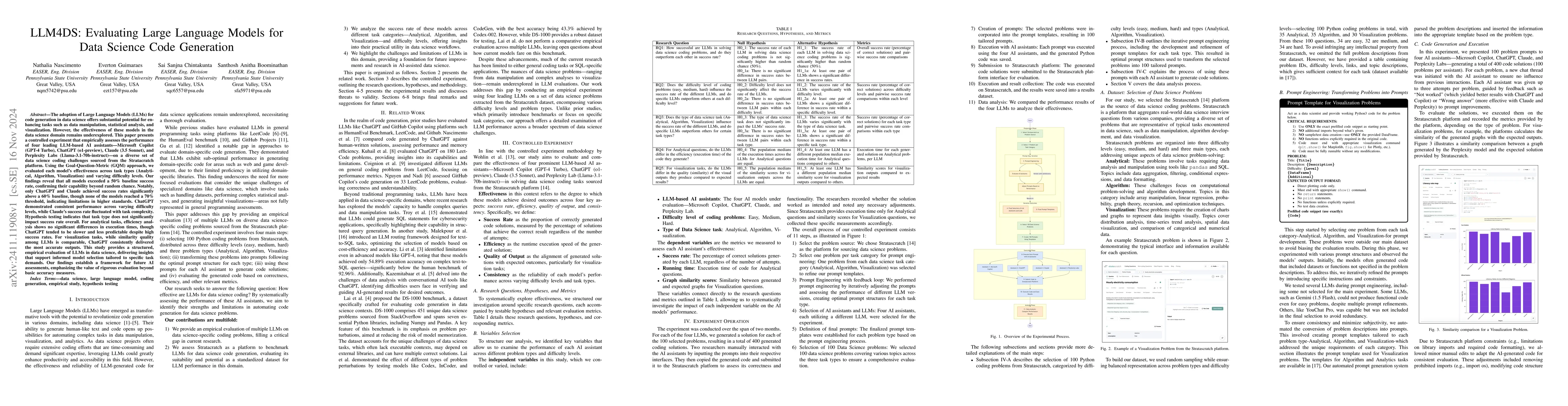 Thumbnail for LLM4DS: Evaluating Large Language Models for Data Science Code
  Generation