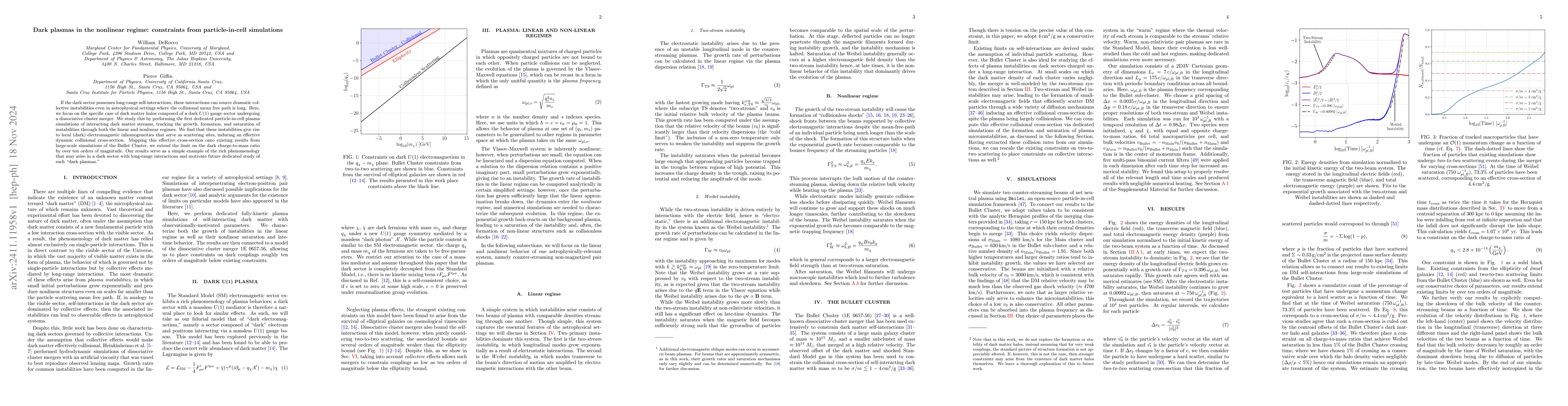 Thumbnail for Dark plasmas in the nonlinear regime: constraints from particle-in-cell
  simulations
