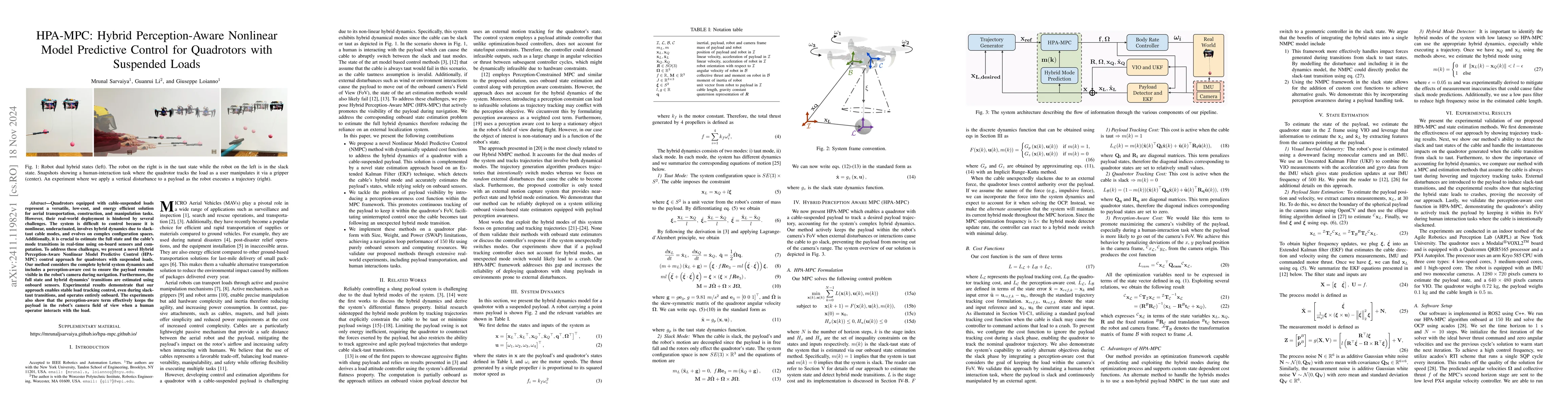 Thumbnail for HPA-MPC: Hybrid Perception-Aware Nonlinear Model Predictive Control for
  Quadrotors with Suspended Loads
