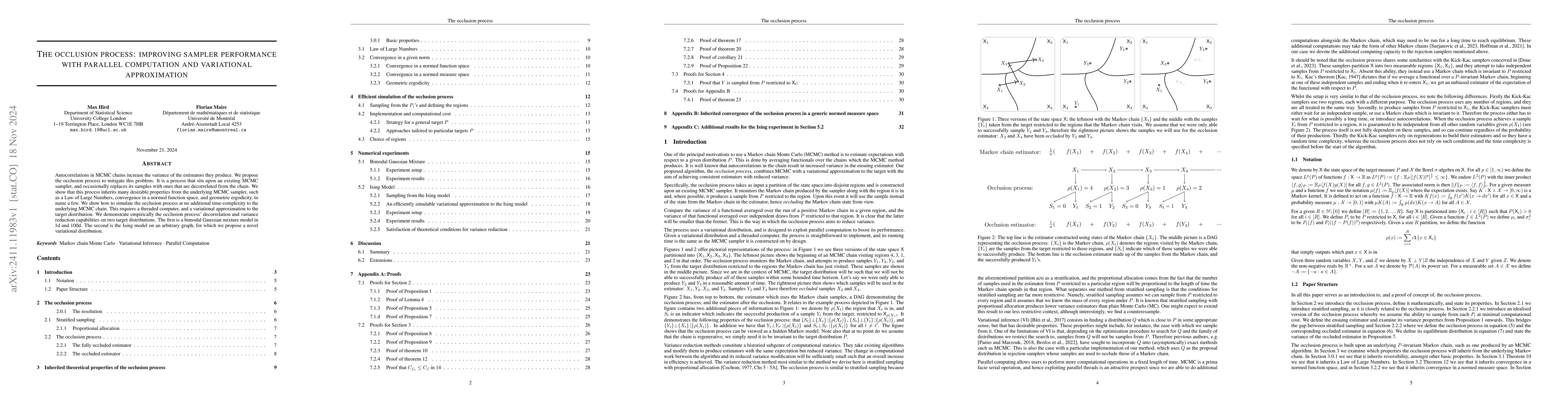 Thumbnail for The occlusion process: improving sampler performance with parallel
  computation and variational approximation