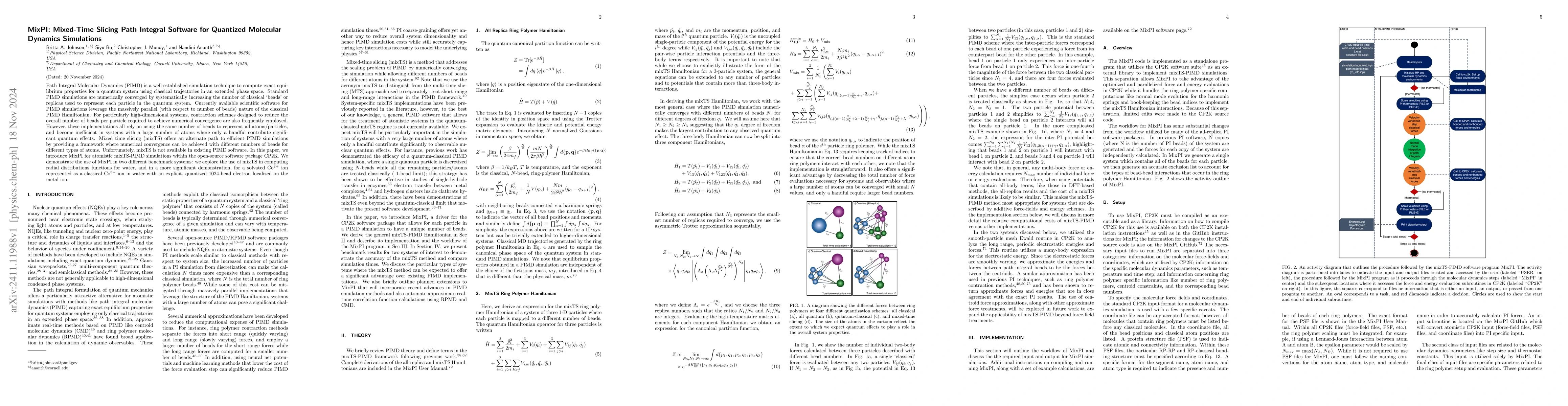 Thumbnail for MixPI: Mixed-Time Slicing Path Integral Software for Quantized Molecular
  Dynamics Simulations