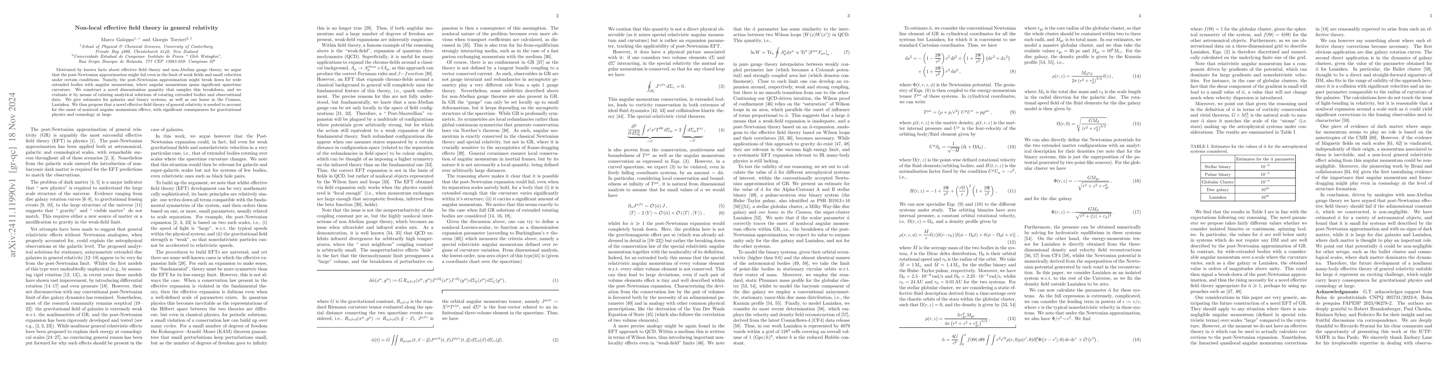 Thumbnail for Non-local effective field theory in general relativity