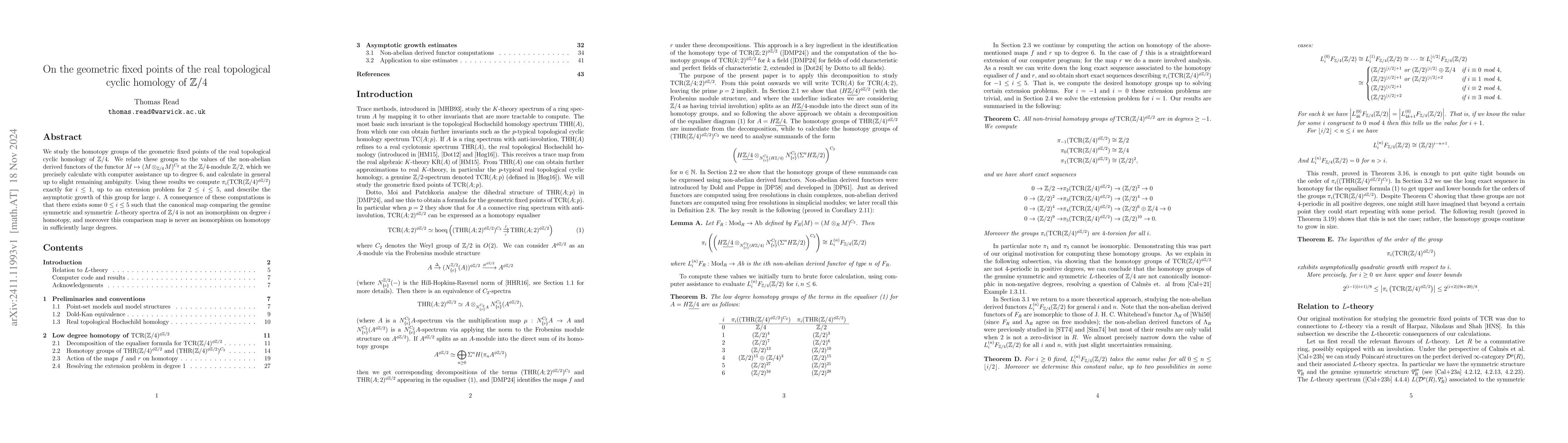Thumbnail for On the geometric fixed points of the real topological cyclic homology of
  $\mathbb{Z}/4$