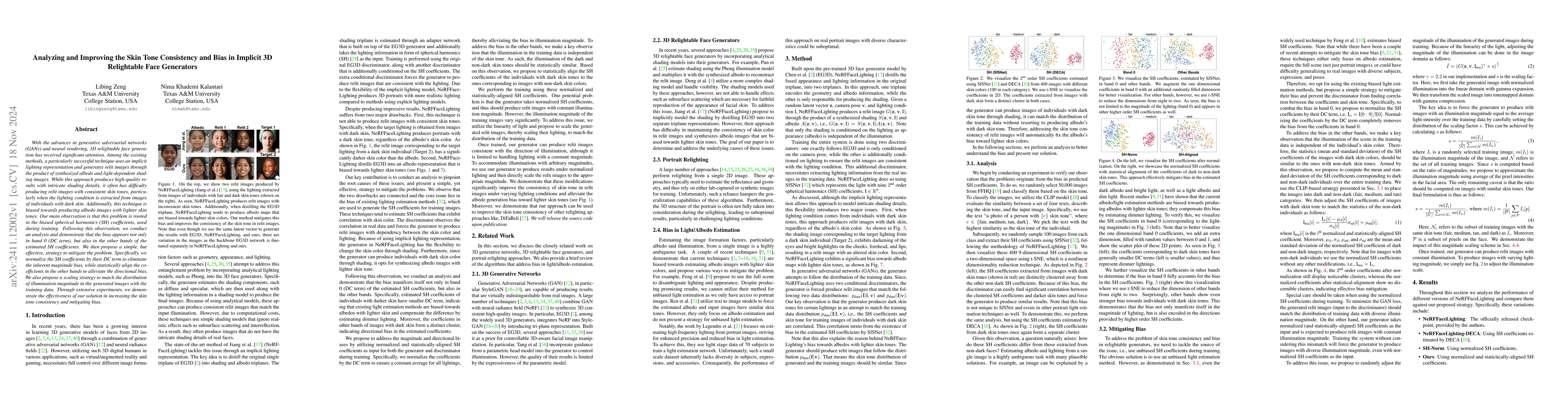 Thumbnail for Analyzing and Improving the Skin Tone Consistency and Bias in Implicit
  3D Relightable Face Generators