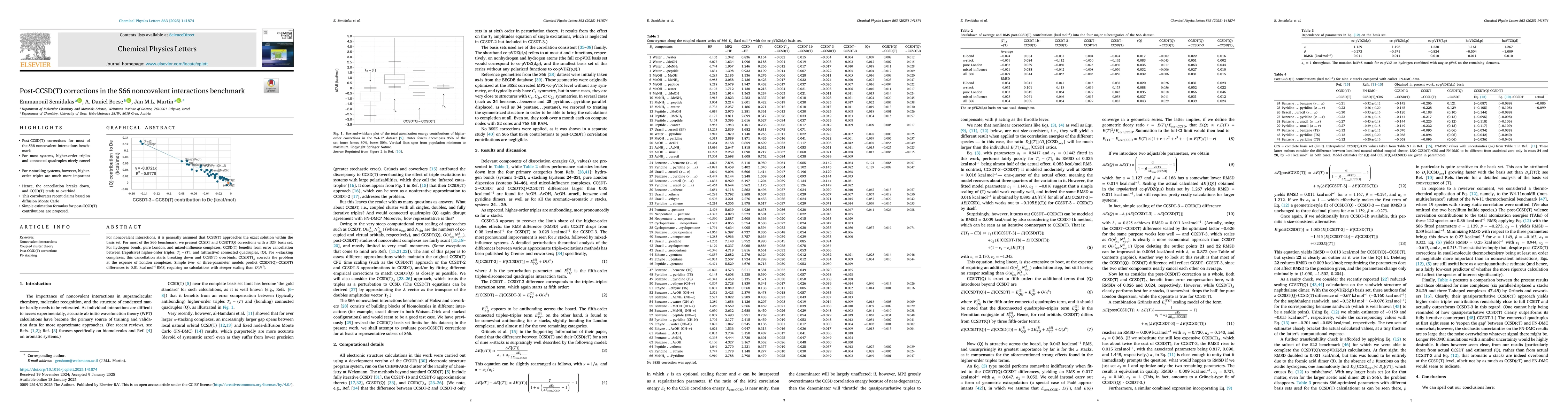 Thumbnail for Post-CCSD(T) corrections in the S66 noncovalent interactions benchmark