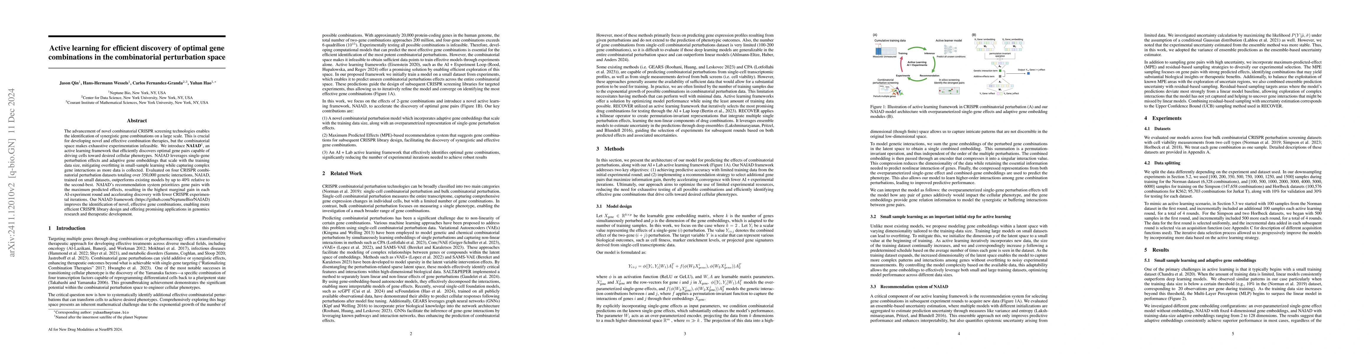 Thumbnail for Active learning for efficient discovery of optimal gene combinations in
  the combinatorial perturbation space