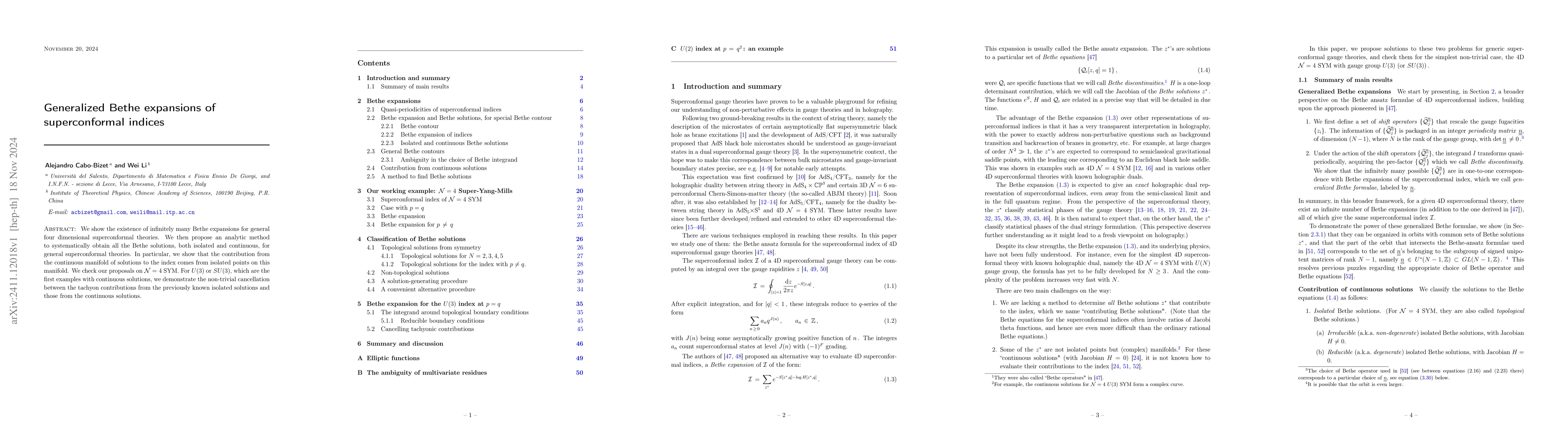 Thumbnail for Generalized Bethe expansions of superconformal indices