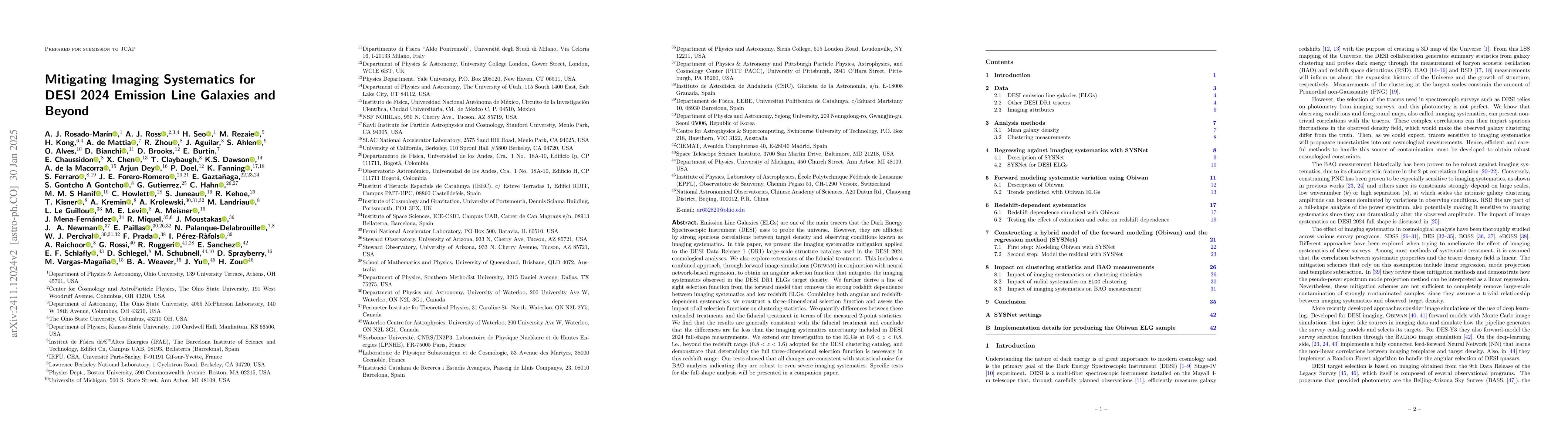 Thumbnail for Mitigating Imaging Systematics for DESI 2024 Emission Line Galaxies and
  Beyond