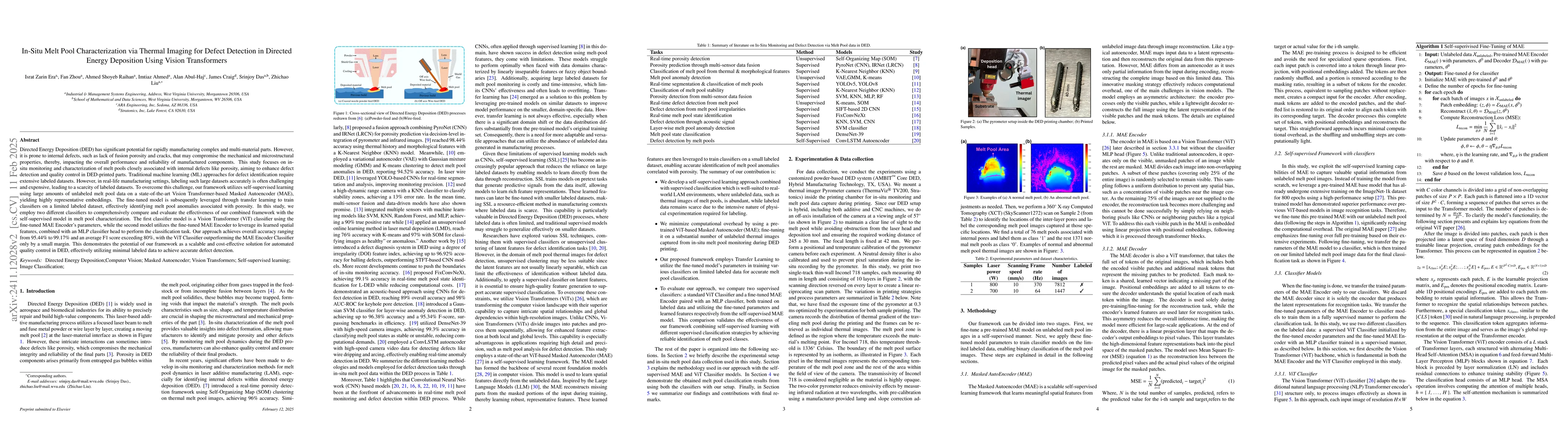 Thumbnail for In-Situ Melt Pool Characterization via Thermal Imaging for Defect
  Detection in Directed Energy Deposition Using Vision Transformers