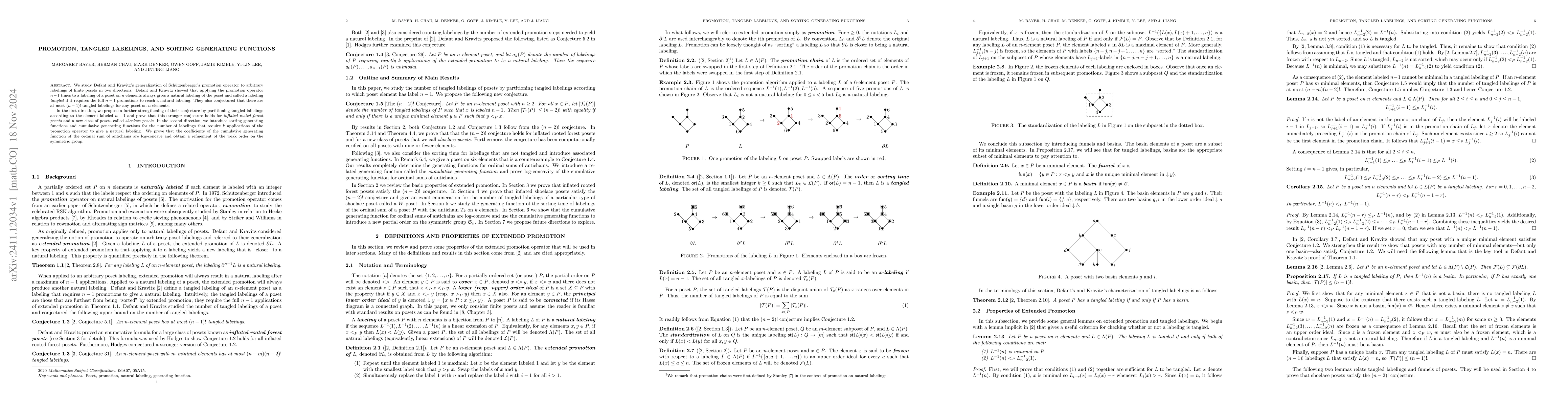 Thumbnail for Promotion, Tangled Labelings, and Sorting Generating Functions