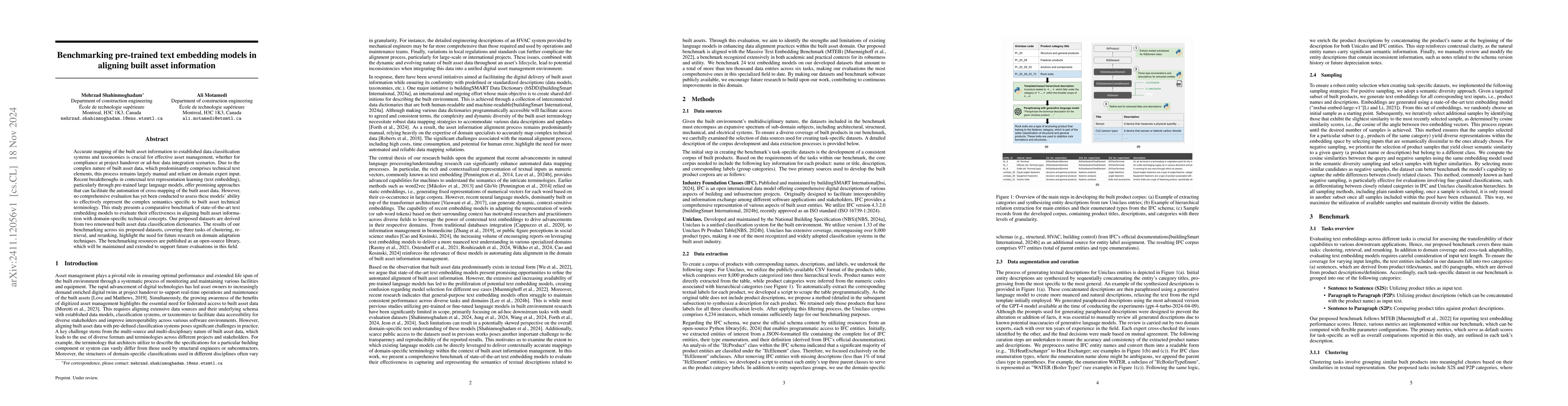 Thumbnail for Benchmarking pre-trained text embedding models in aligning built asset
  information