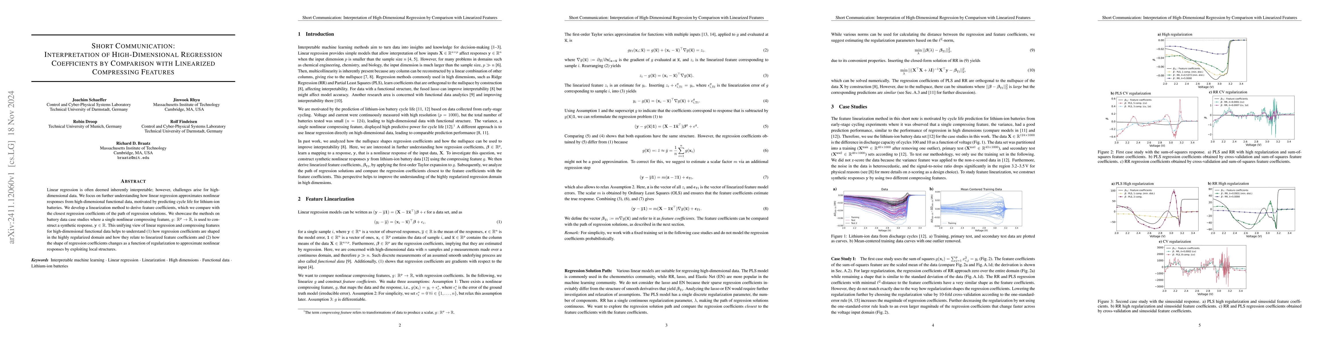 Thumbnail for Interpretation of High-Dimensional Regression Coefficients by Comparison
  with Linearized Compressing Features