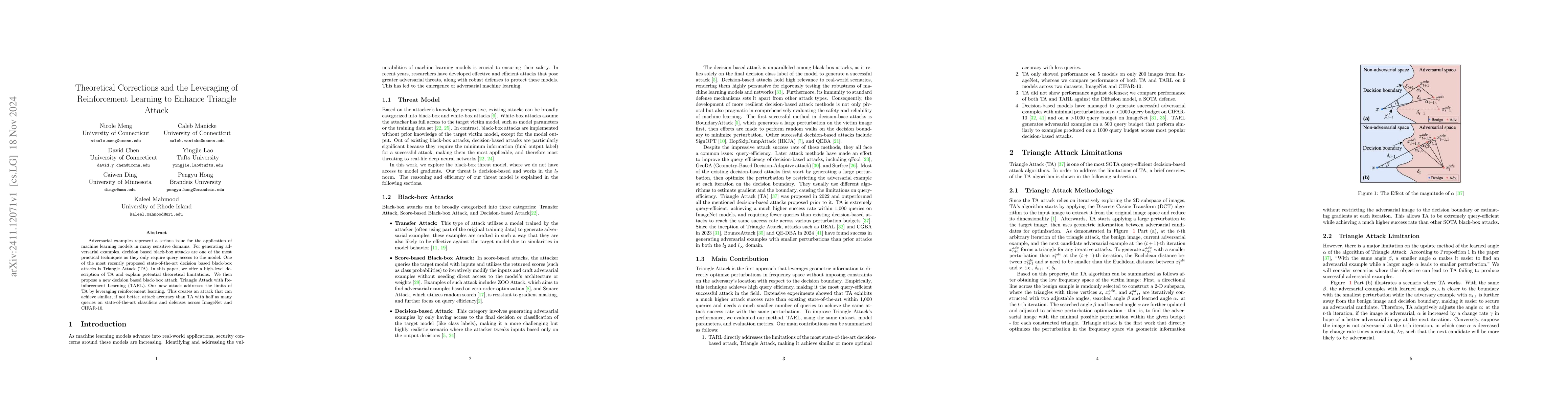 Thumbnail for Theoretical Corrections and the Leveraging of Reinforcement Learning to
  Enhance Triangle Attack
