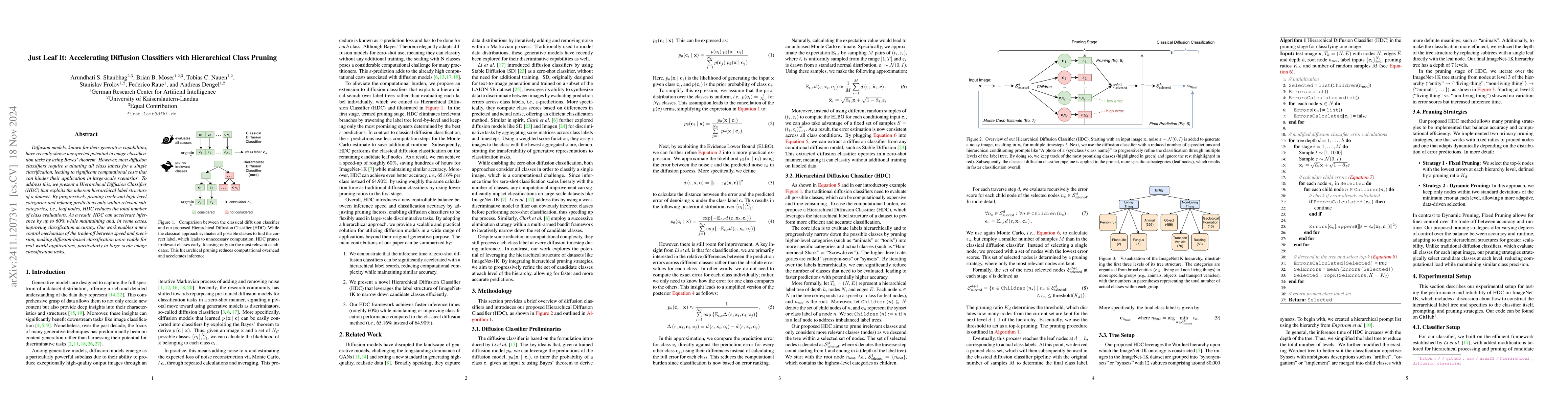 Thumbnail for Just Leaf It: Accelerating Diffusion Classifiers with Hierarchical Class
  Pruning