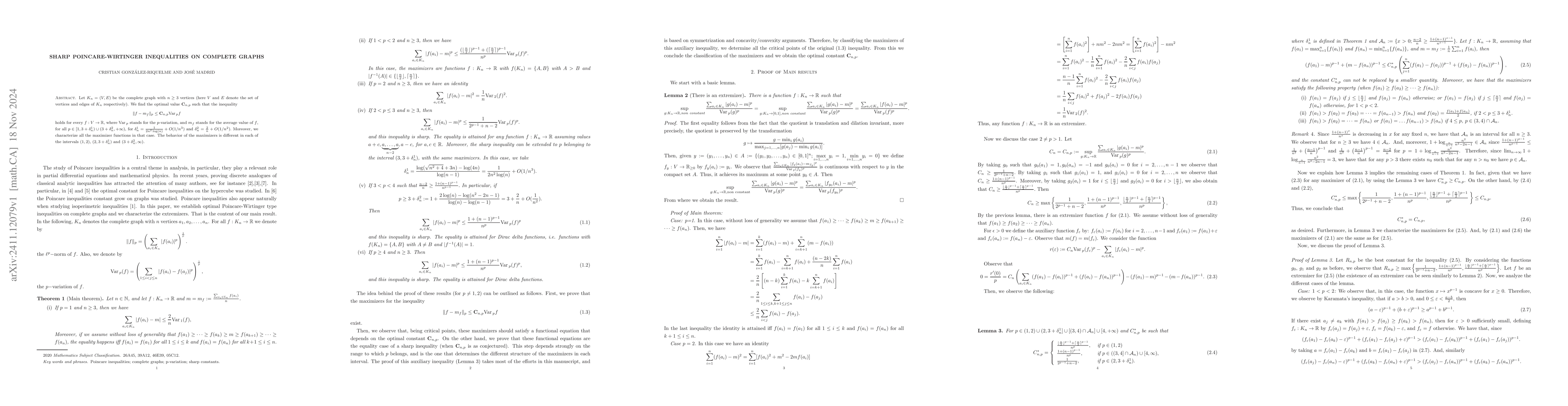 Thumbnail for Sharp Poincare-Wirtinger inequalities on complete graphs