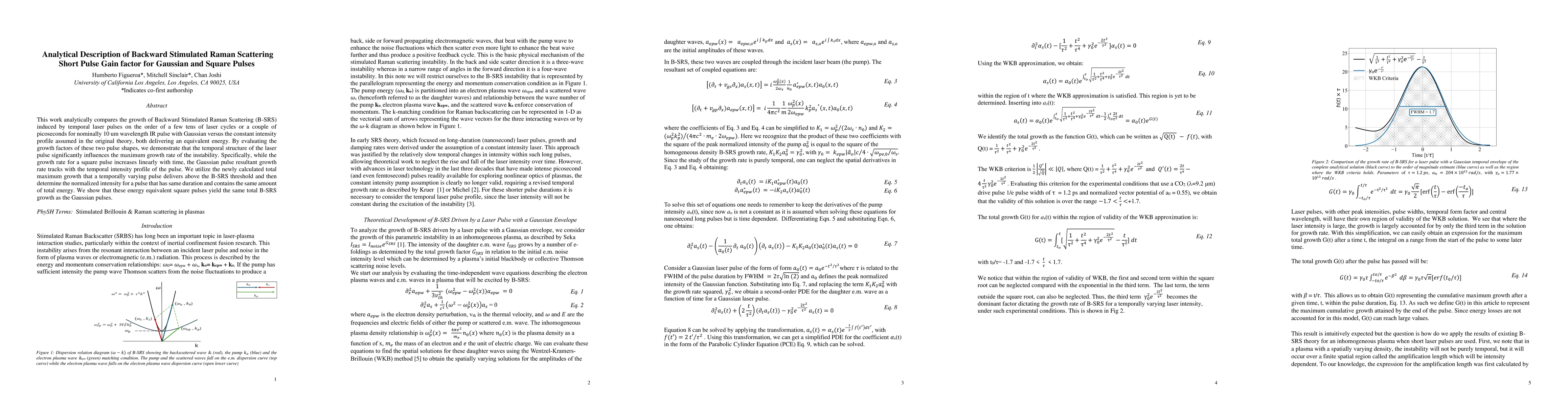 Thumbnail for Analytical Description of Backward Stimulated Raman Scattering Short
  Pulse Gain factor for Gaussian and Square Pulses