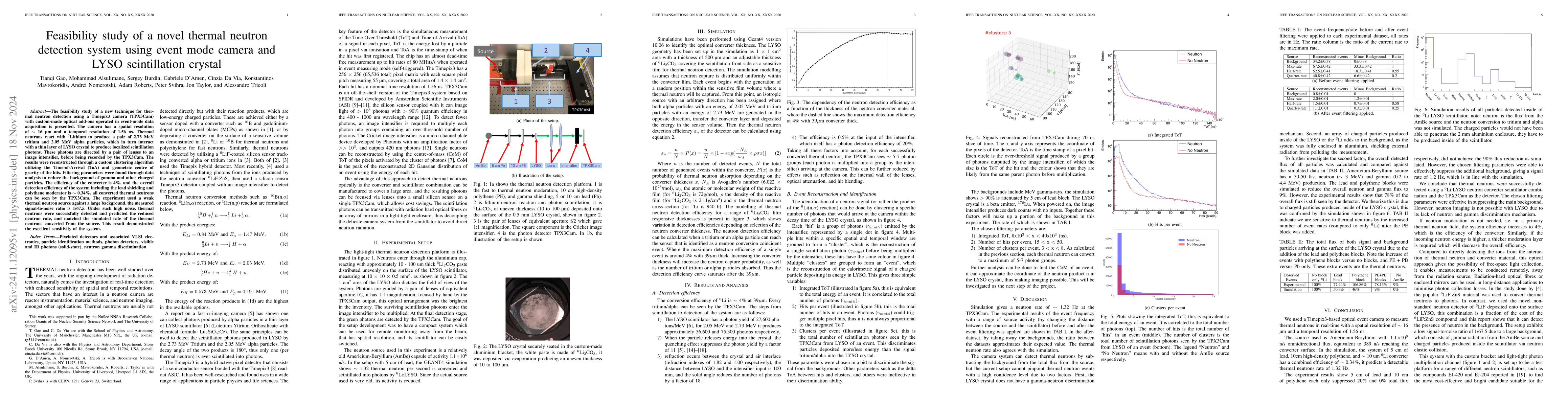 Thumbnail for Feasibility study of a novel thermal neutron detection system using
  event mode camera and LYSO scintillation crystal
