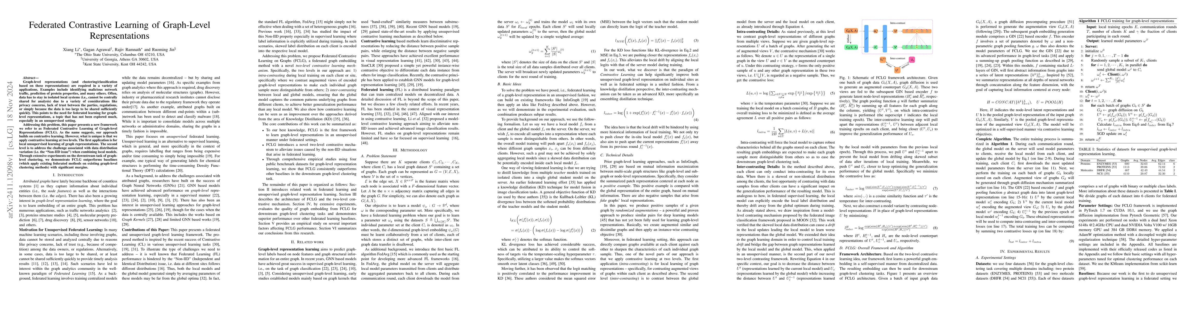 Thumbnail for Federated Contrastive Learning of Graph-Level Representations
