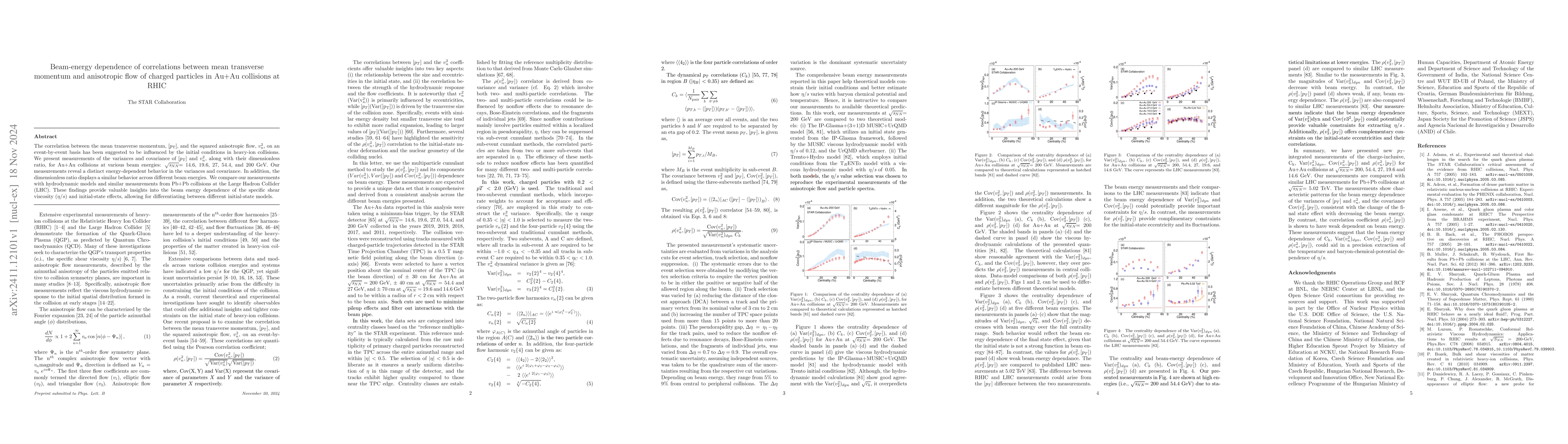 Thumbnail for Beam-energy dependence of correlations between mean transverse momentum
  and anisotropic flow of charged particles in Au+Au collisions at RHIC