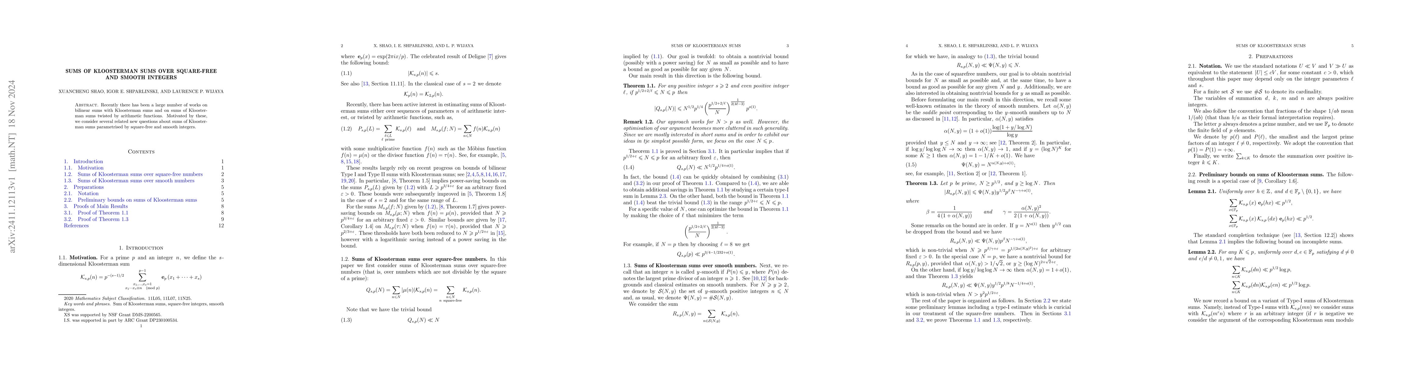 Thumbnail for Sums of Kloosterman sums over square-free and smooth integers