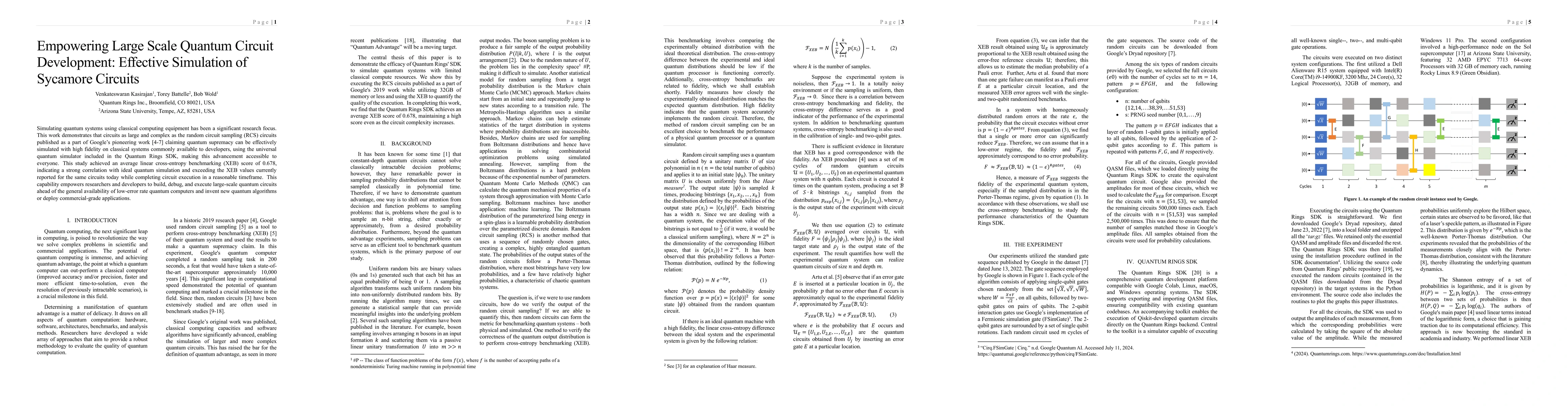 Thumbnail for Empowering Large Scale Quantum Circuit Development: Effective Simulation
  of Sycamore Circuits