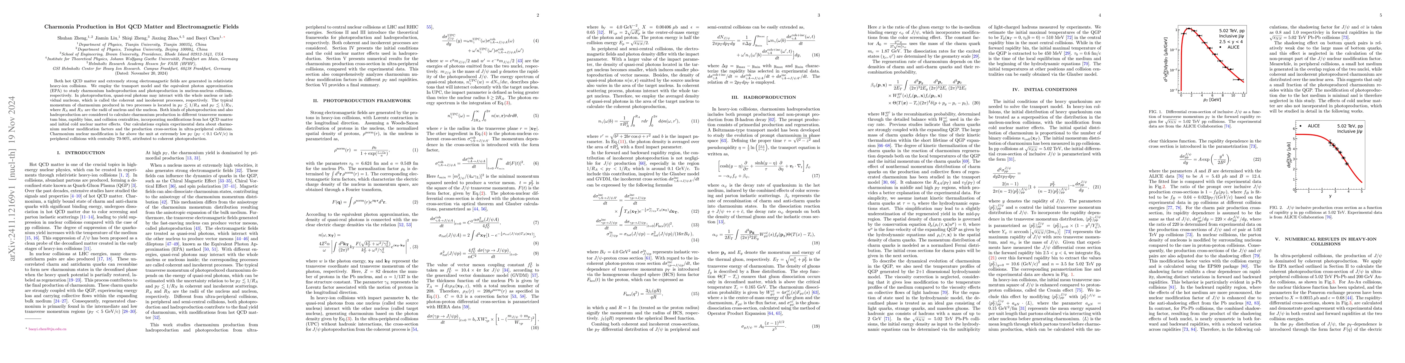 Thumbnail for Charmonia Production in Hot QCD Matter and Electromagnetic Fields